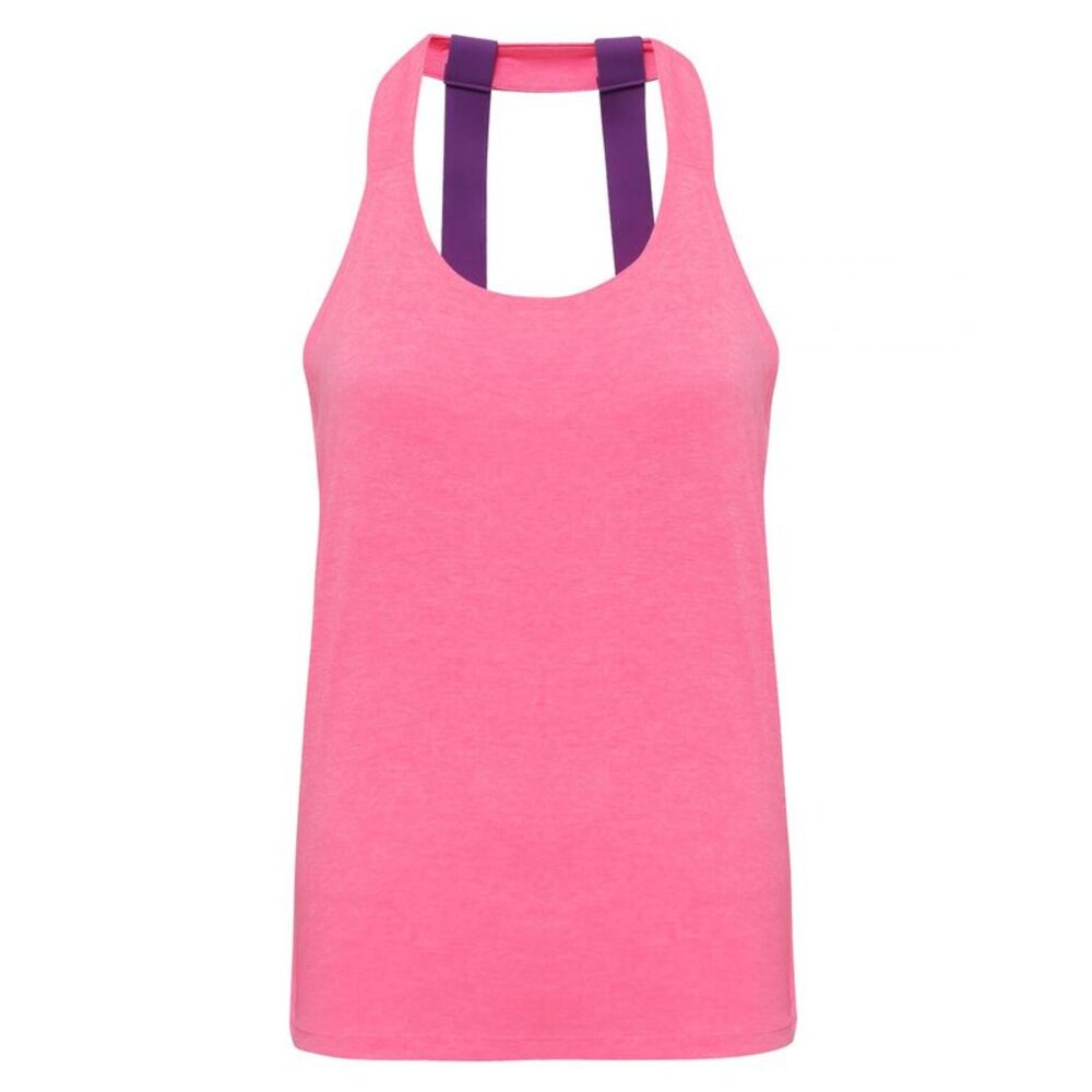 Tri Dri Womens/Ladies Double Strap Back Vest / Lightning Pink Melange